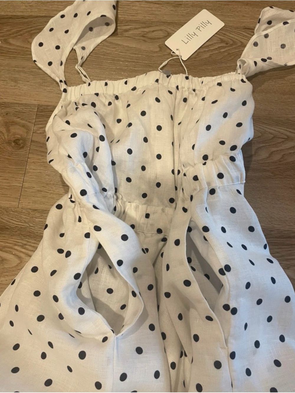 Lilly Pilly White Polka Dot Sundress size S NWT Straps with ruffles - Picture 5 of 8